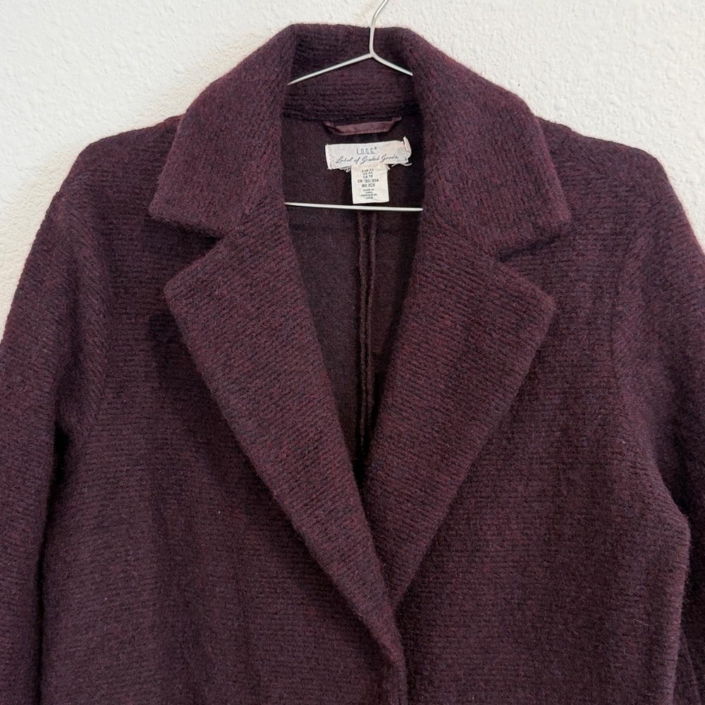 H&M Maroon Wool Blend Coat - Picture 3 of 8